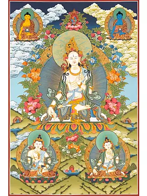 White Tara Thangka (Brocadeless Thangka)
