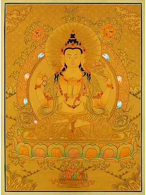 Chengrezig Thangka (Brocadeless Thangka)
