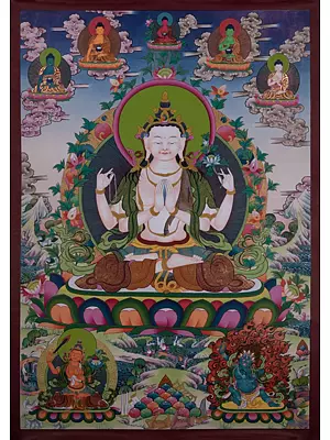 Chengrezig Thangka (Brocadeless Thangka)