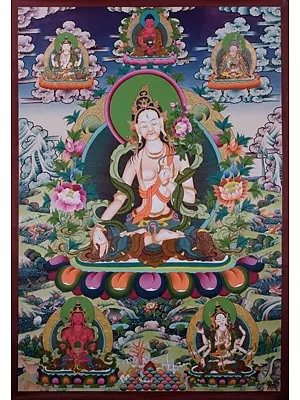 Large White Tara Thangka (Brocadeless Thangka)