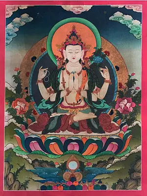 Avalokiteshvara | Chenrezig Thangka (Brocadeless Thangka)