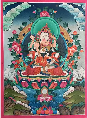 Vajrasattva Shakti Thangka (Brocadeless Thangka)