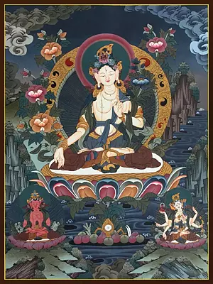 White Tara Thangka (Brocadeless Thangka)