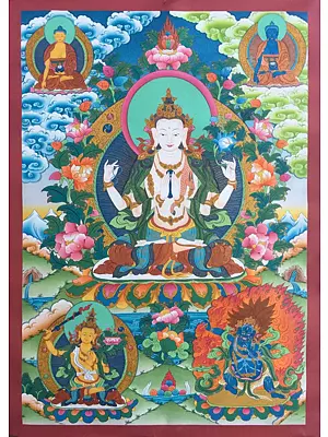 Chengrezig Thangka (Brocadeless Thangka)