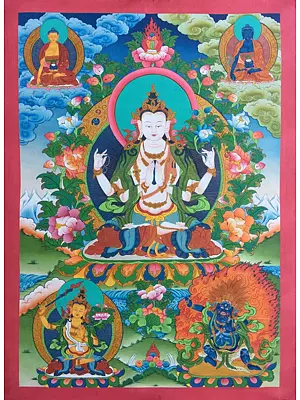 Avalokiteshvara | Chenrezig Thangka (Brocadeless Thangka)