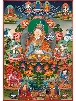 Guru Padmasambhava Thangka (Brocadeless Thangka)