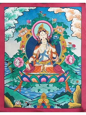 White Tara Thangka (Brocadeless Thangka)
