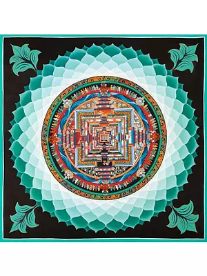 Lotus Kalachakra Mandala (Brocadeless Thangka)