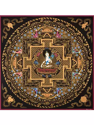 White Tara Mandala (Brocadeless Thangka)