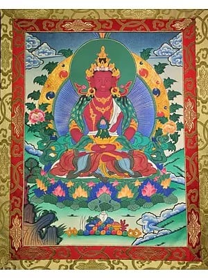 Brocade Mounted Medium Sized Amitayus Buddha The Long Life Giver