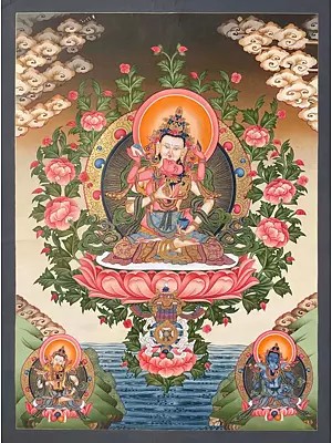 Vajrasattva Shakti Thangka The Union of Compassion and Wisdom (Brocadeless Thangka)