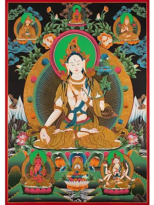 White Tara Thangka (Brocadeless Thangka)