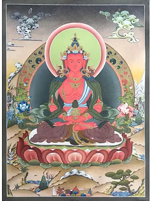 Aprarmita/Amitayus Thangka (Brocadeless Thangka)