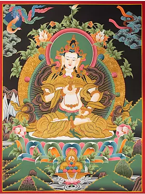 Vajrasattva Thangka (Brocadeless Thangka)