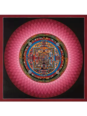 Kalachakra Mandala with Lotus (Brocadeless Thangka)