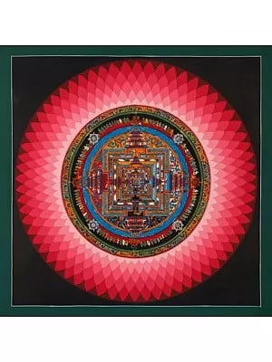 Kalachakra Mandala with Lotus (Brocadeless Thangka)