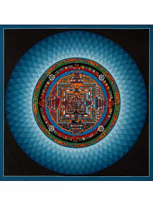 Kalachakra Mandala with Lotus (Brocadeless Thangka)