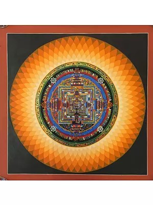 Kalachakra Mandala with Lotus (Brocadeless Thangka)