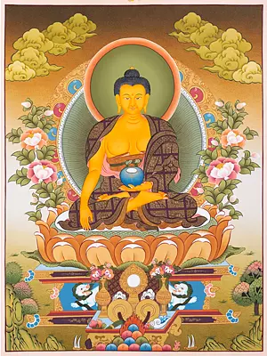 Shakyamuni Buddha Thangka (Brocadeless Thangka)