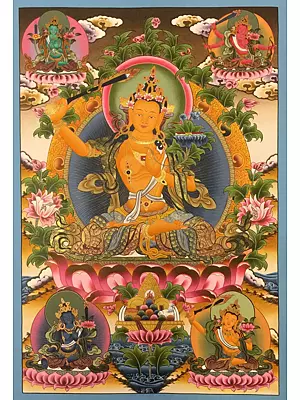 Pancha Manjushree Thangka (Brocadeless Thangka)
