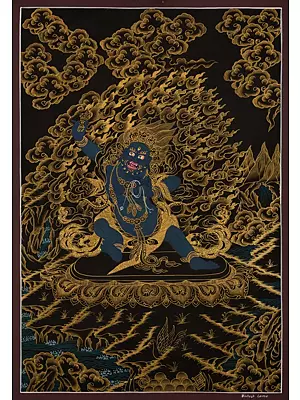Vajrapani Thangka Painting (Brocadeless Thangka)