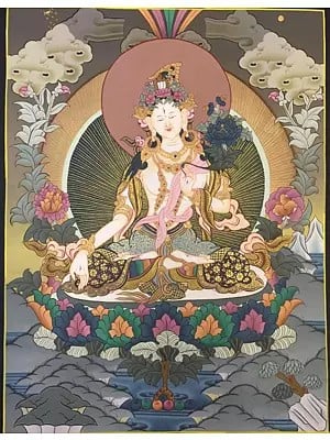 Goddess White Tara (Brocadeless Thangka)