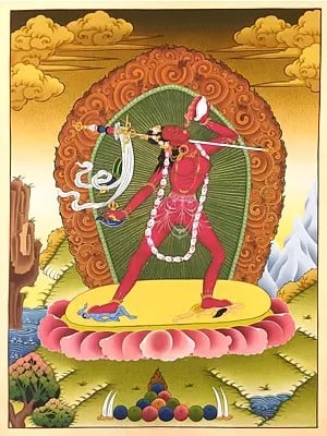 Vajrayogini or Consort of Chakrasamvara (Brocadeless Thangka)