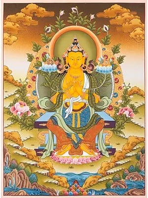 Maitreya Buddha Thangka (Brocadeless Thangka)