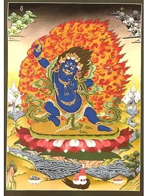 Wrathful Boddhisattvas Vajrapani (Brocadeless Thangka)