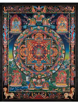 Chakra Sambhara Mandala with 24 Carat Gold Work (Brocadeless Thangka)