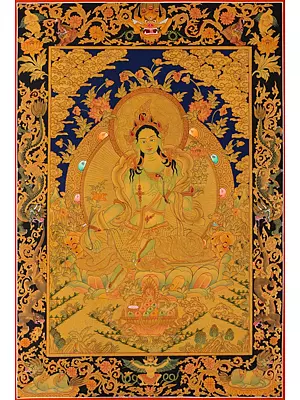 Green Tara (Brocadeless Thangka)