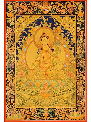 White Tara the Goddess Of Longevity of Life (Brocadeless Thangka)