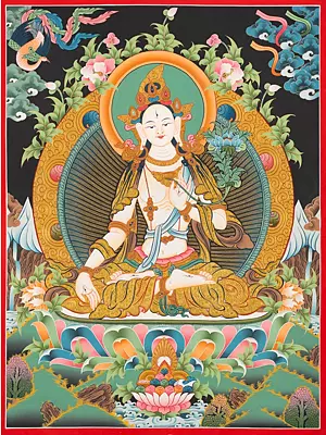 White Tara Thangka (Brocadeless Thangka)