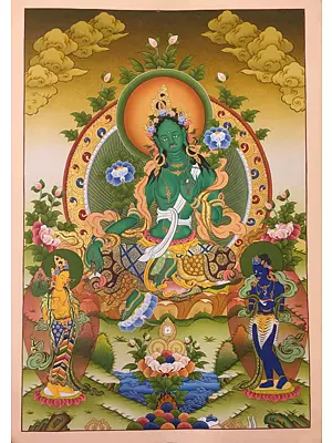Green Tara (Brocadeless Thangka)