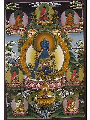 Medicine Buddha (Brocadeless Thangka)