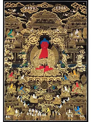 Sunaulo Big Amitabha Buddha Singham (Brocadeless Thangka)