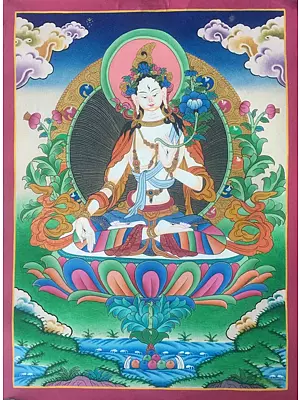 Goddess White Tara (Brocadeless Thangka)