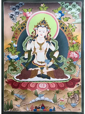 Vajrasattva Shakti Thangka (Brocadeless Thangka)