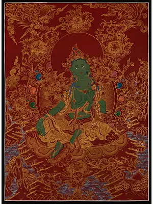 Green Tara (Brocadeless Thangka)