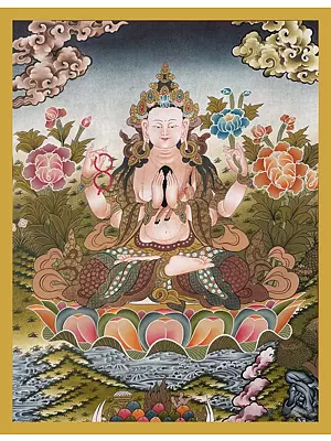 Chengrezig Thangka (Brocadeless Thangka)