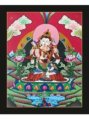 Vajrasattva Shakti Thangka Painting (Brocadeless Thangka)