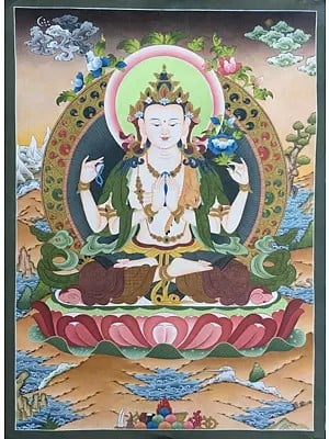 Avalokiteshvara | Chenrezig Thangka (Brocadeless Thangka)