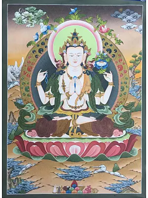 Chengrezig Thanka (Brocadeless Thangka)