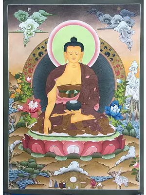 Shakyamuni Buddha Thangka (Brocadeless Thangka)