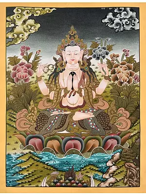 Avalokiteshvara | Chenrezig Thangka (Brocadeless Thangka)