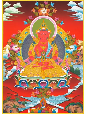 Buddha Amitayus Thangka (Brocadeless Thangka)