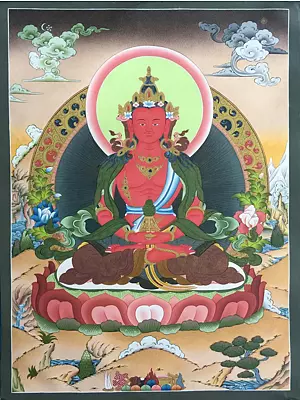 Aprarmita/Amitayus Thangka (Brocadeless Thangka)