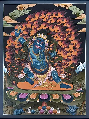Vajrapani Thangka with Detail Finishing (Brocadeless Thangka)