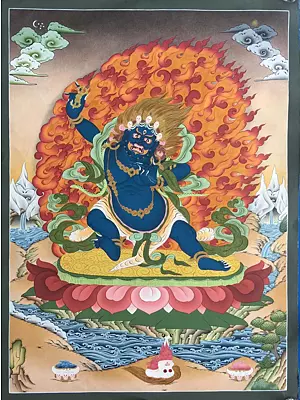 Vajrapani Thangka (Brocadeless Thangka)