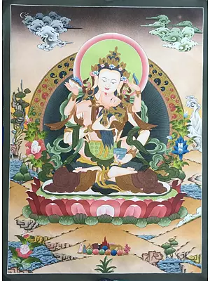 Vajrasattva Shakti Thangka (Brocadeless Thangka)